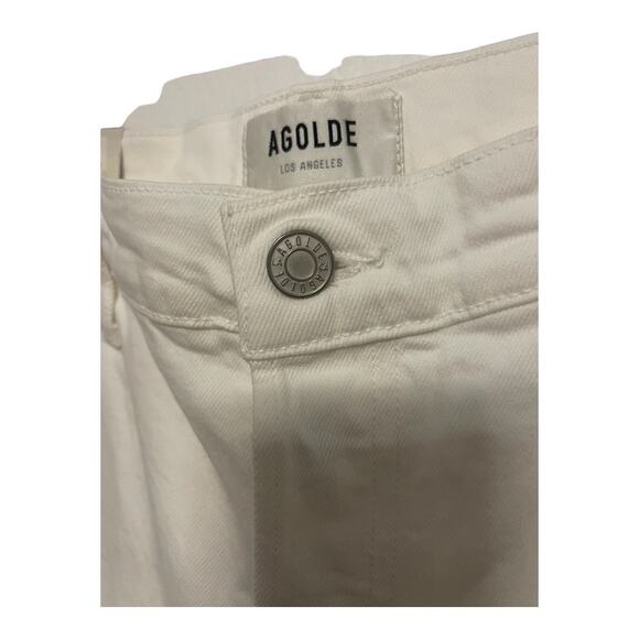 Agolde Riley High Rise Straight Leg Cropped Jeans Stretch Denim White Size 32 - Picture 11 of 16